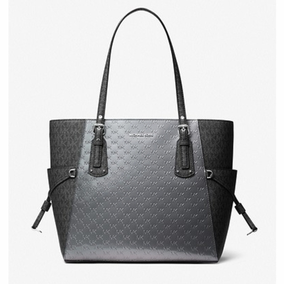 Michael Kors Handbags - Michael Kors Voyager EW Tote Bag Purse Leather Heather Gray Metallic Shoulder NW